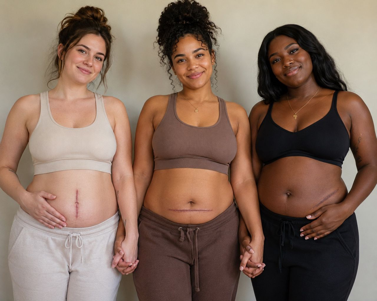 A mother smiling with her family